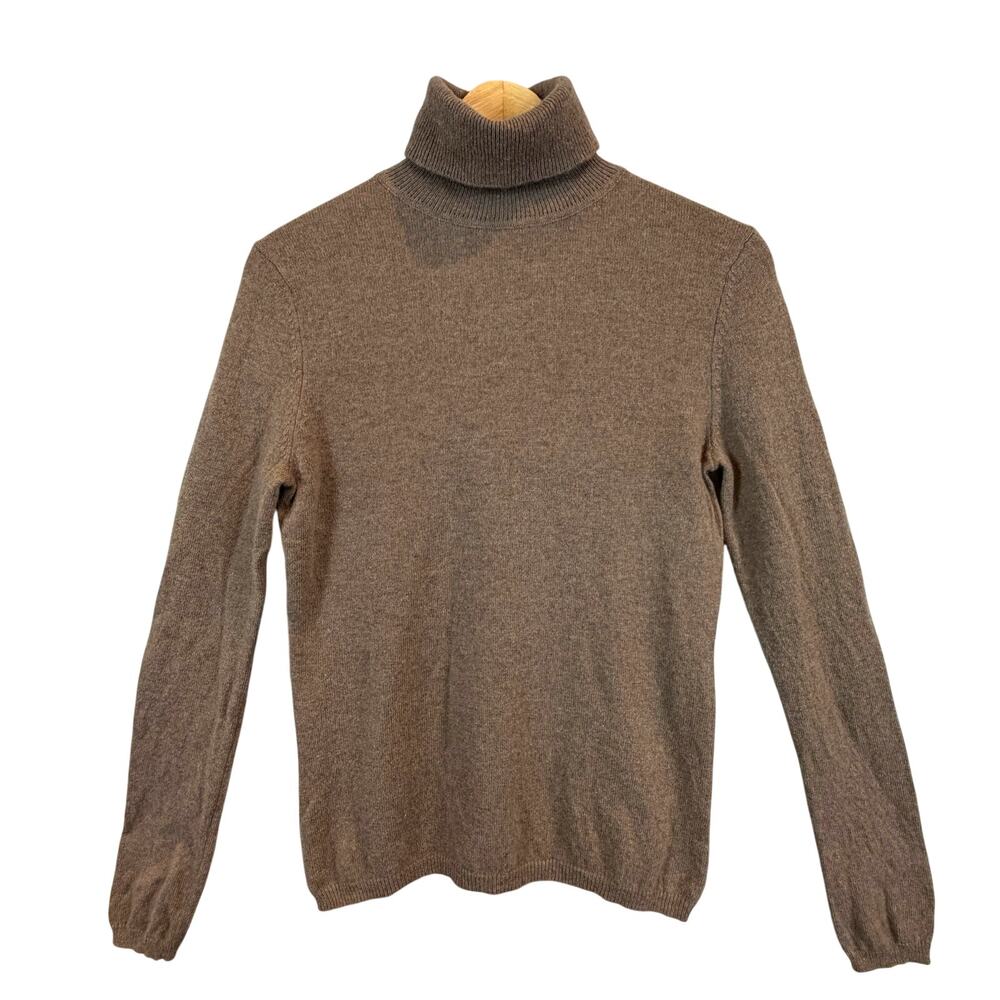 100% 2 Ply Cashmere by Charter Club Taupe Turtleneck Sweater Size Small